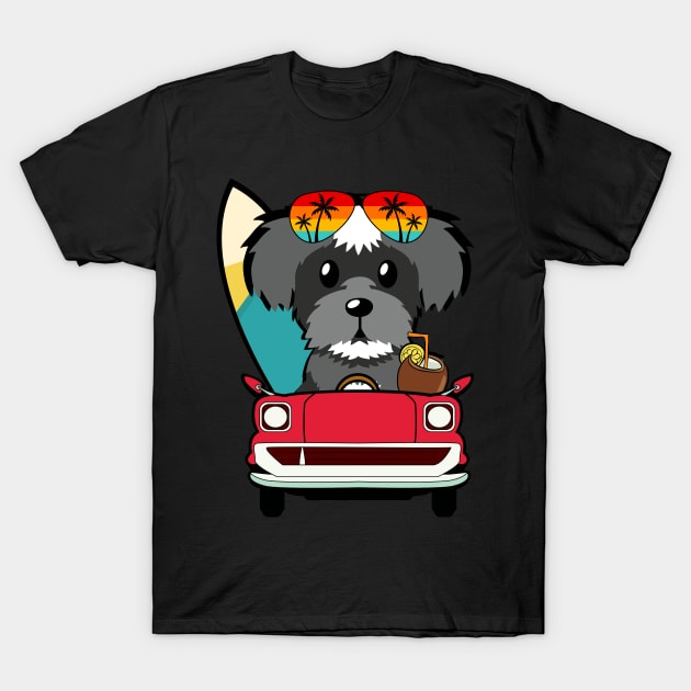 Funny schnauzer driving a car T-Shirt by Pet Station